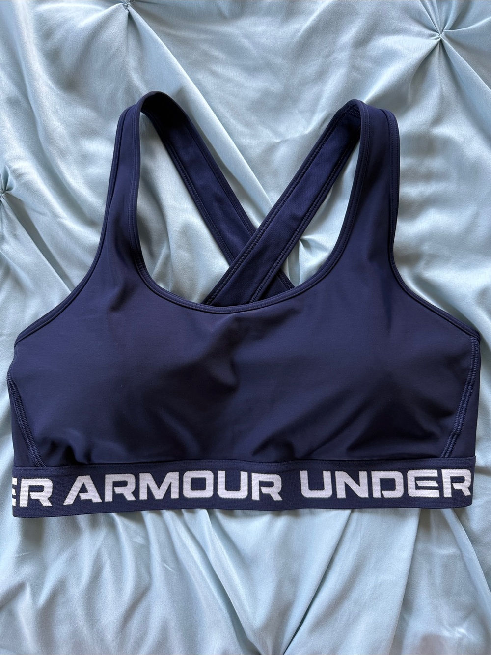 Under Armour Dark Navy Crossback Sports Bra with Logo Band